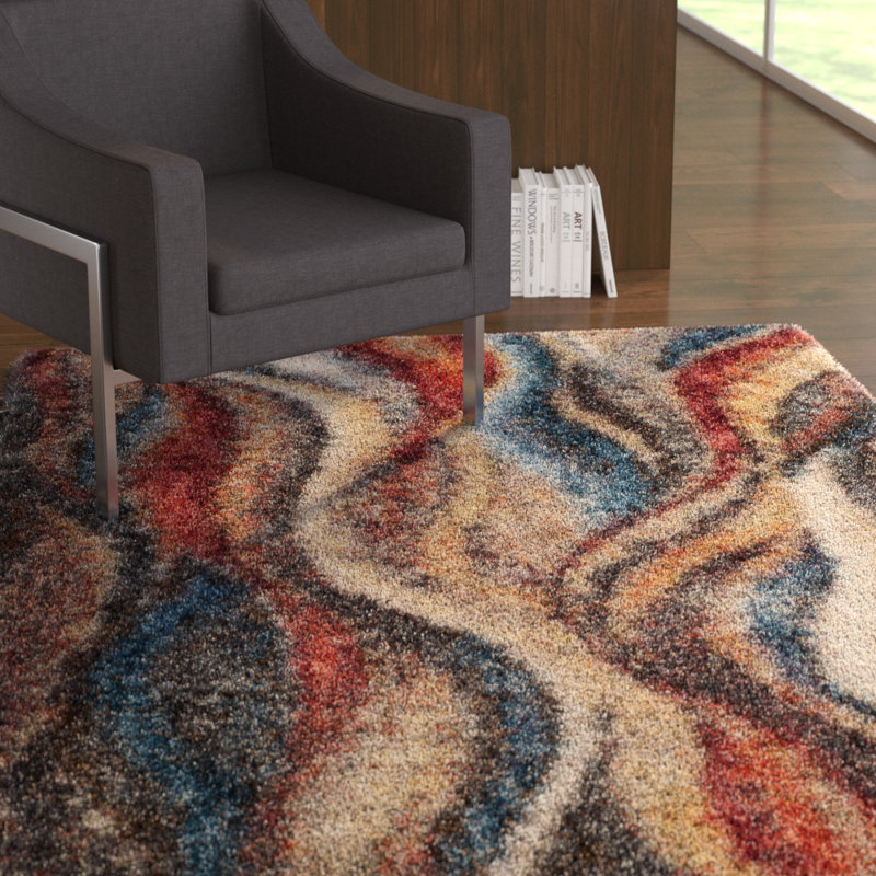 Ebern Designs Delma Abstract Rust/Blue/Beige Area Rug & Reviews Wayfair